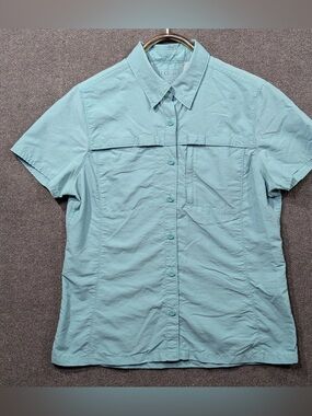 Light Aqua Short Sleeve Button-Up Shirt S